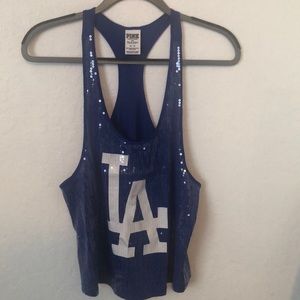 LA Dodgers VS Pink sequin tank top